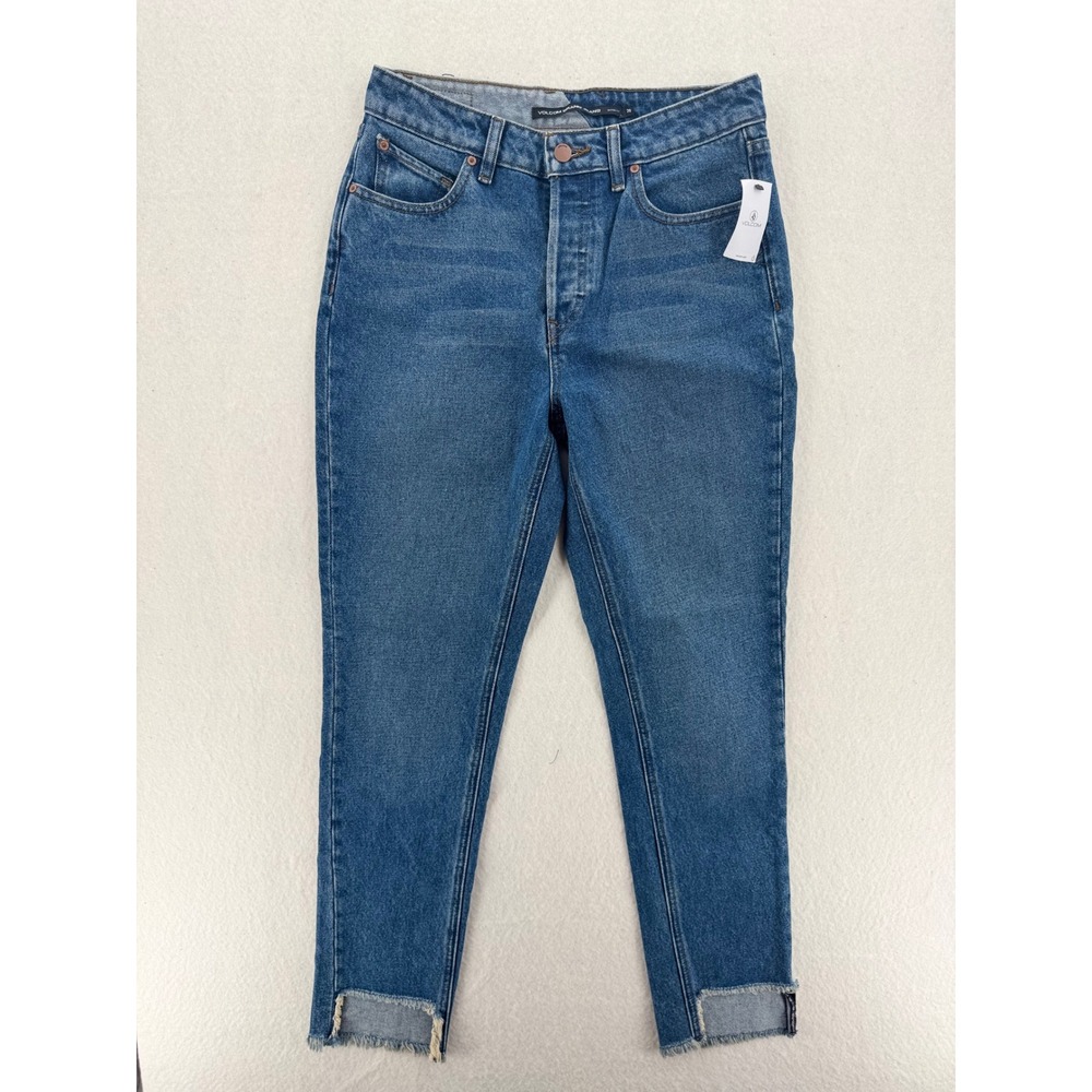 NWT Volcom Super Stoned Skinny Jeans‎ Womens 28x30 Blue Raw Step Hem